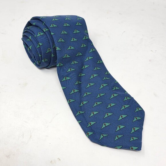 vineyard Vines Custom Collection Wade Hamilton Blue Golf Pattern Silk Men's Tie - Picture 1 of 4